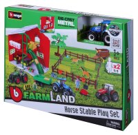 Bburago Pferdestall mit Traktor und Zubehör für kreative Spielstunden