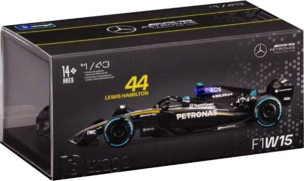 Mercedes-AMG F1 W15 1/43 Modell Hamilton 2024 von Bburago - Detailgetreu