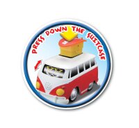 Volkswagen Bus Press & Go with Surfboard and Eye...