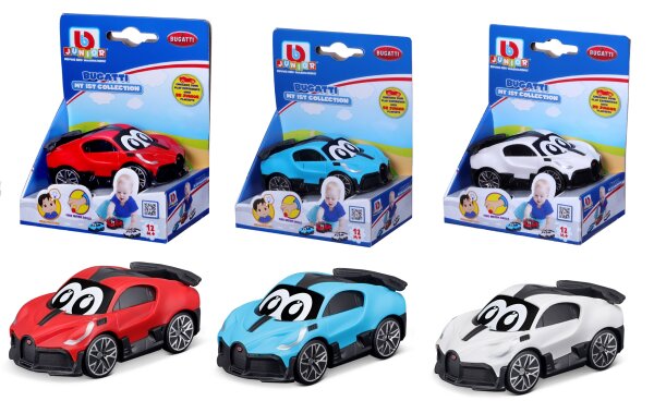 Bugatti Divo Freilaufautos im Blister blau, rot & weiss 9cm - BB Junior