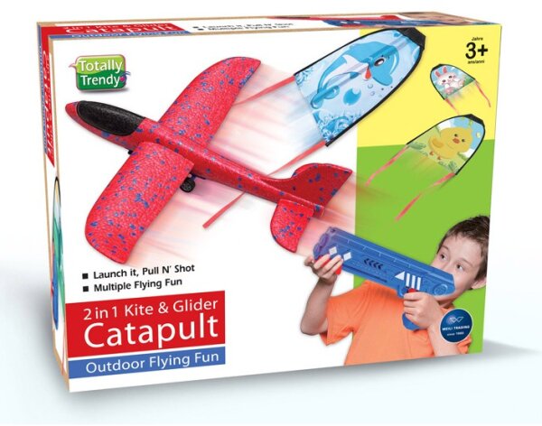 Trendy 2 in 1 Katapult mit Flieger und Segel für Kinder ab 3 Jahren