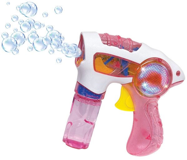 Magic Bubble Space Shooter Seifenblasenpistole mit Lichteffekten Blau Rosa