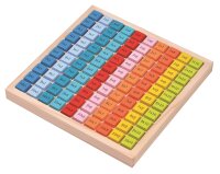 Hochwertige Holz-Multiplikations-Tabelle 10x10 in bunten...
