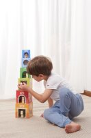 Stapelturm mit 6 Holztiere aus Karton für kreatives Spielen und Lernen