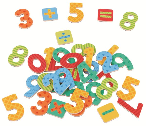 Bunte magnetische Holz-Zahlen 60 Stk. für Standtafel und Kühlschrank