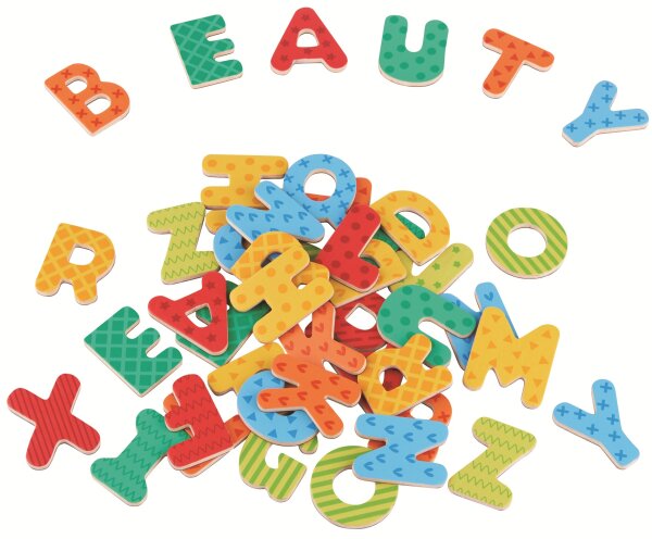 Bunte magnetische Holzbuchstaben 60 Stk. für Lernen und Spielen