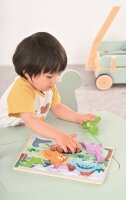3D Holzpuzzle Dino mit 7 süßen Dinosauriern von Spielba für Motorik und Spaß