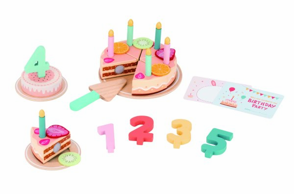 Holz Geburtstagskuchen zum Schneiden für den ersten Geburtstag mit Kerzen