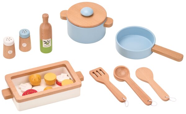 High-Quality Wooden Pan and Food Box Set with 20 Pieces by Spielba