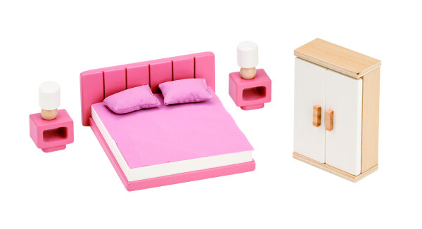 Hochwertiges 9-teiliges Puppenhaus-Schlafzimmer aus Holz von Spielba