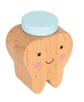 Milchzahndose Zahn blau aus Buchenholz 100% FSC zertifiziert