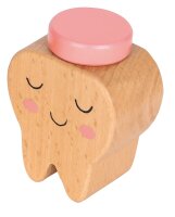 Milchzahndose Zahn rosa aus Buchenholz 100% FSC zertifiziert
