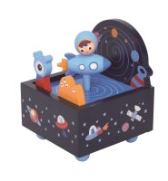 Musikdose Space aus Holz mit herzigen Figuren und beruhigender Melodie