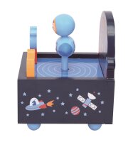 Musikdose Space aus Holz mit herzigen Figuren und beruhigender Melodie