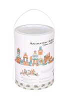100 Wooden Building Blocks in Sturdy Cardboard Drum for Creative Play