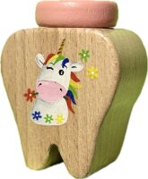 Handbemalte Milchzahndose Einhorn aus FSC Buchenholz -...