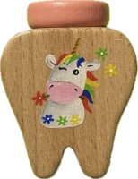 Hand-painted Unicorn Tooth Box made of FSC Beech Wood -...