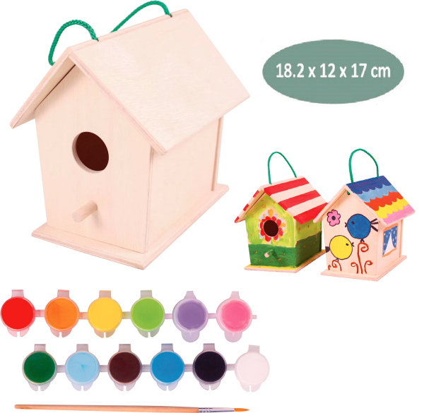 Vogelhaus zum Bemalen Kreativset für Kinder mit Farben und Pinsel