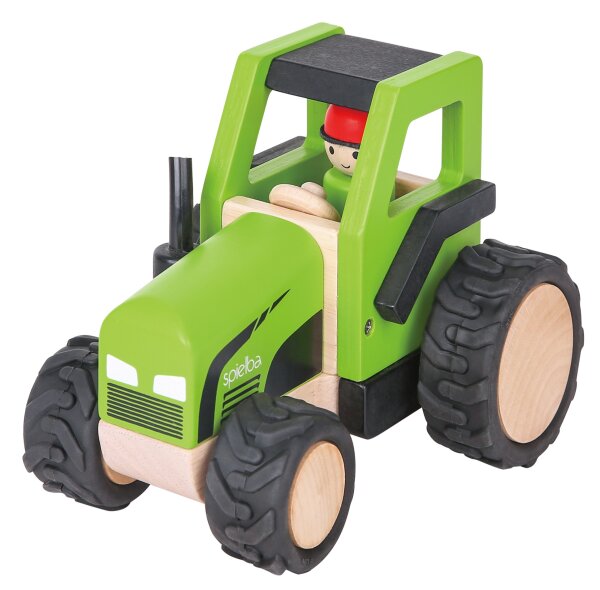 Holz-Traktor mit Figur von Spielba 100% FSC zertifiziert für Kinder