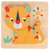 Nachhaltiges Tier-Puzzle Set aus Holz mit Panda, Elefant und Löwe