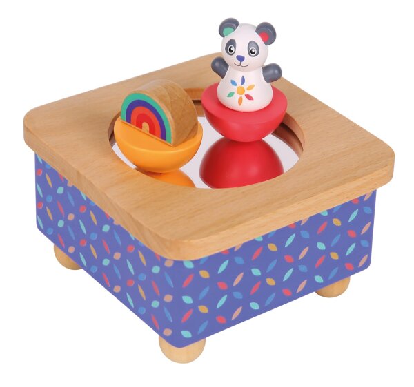 Musikdose Panda aus Holz mit herzigen Figuren und beruhigender Melodie