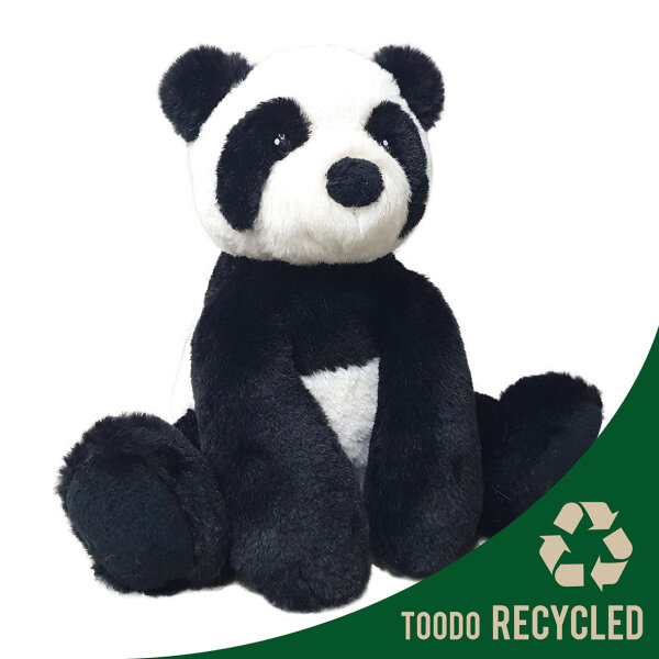Recyceltes Plüschtier Panda 18cm aus 100% Polyester waschbar bei 30 Grad