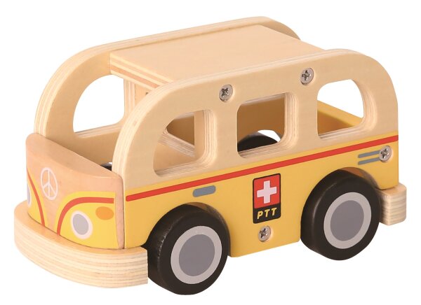 Schöner Post-Bus PTT aus 100% FSC Holz von Spielba für nachhaltigen Spielspaß