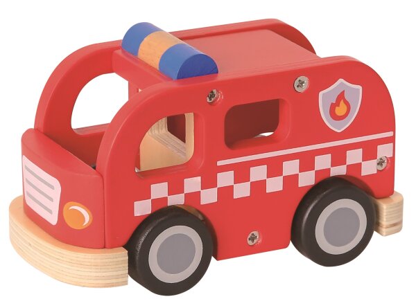Schöner Feuerwehr-Bus PTT aus hochwertigem FSC-Holz von Spielba