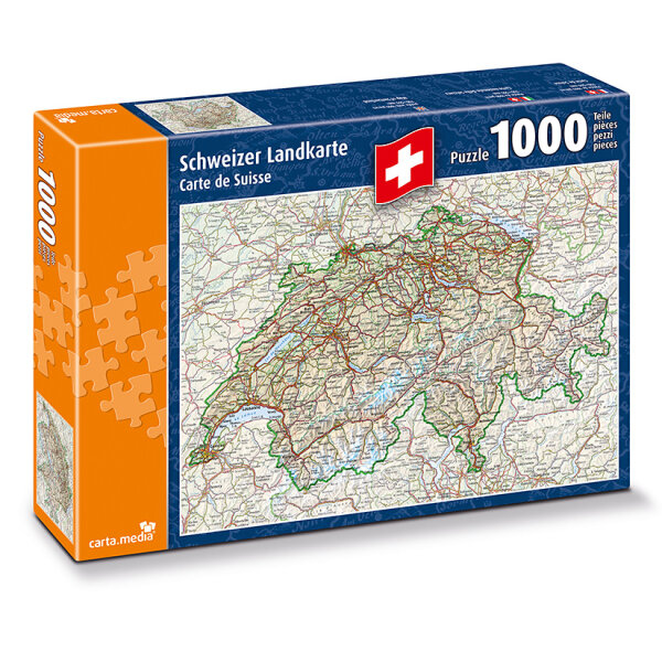 Puzzle 1000 Teile Schweizer Landkarte 70x50cm von Carta Media