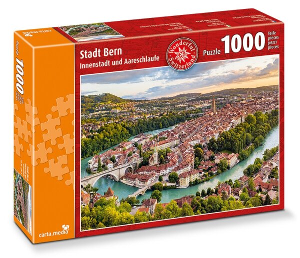 Puzzle City of Bern 1000 Pieces Downtown with Aare Loop 70x50 cm by carta.media