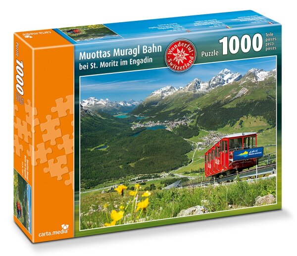 Puzzle 1000 Teile Muottas Muragl Bahn bei St. Moritz von carta.media