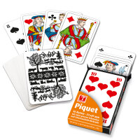 Piquetkarten mit Scherenschnittmotiven in Faltschachtel...