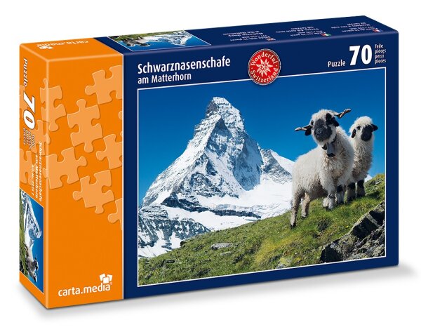 Puzzle Schwarznasenschafe Zermatt 70 Teile 30x21 cm von Carta Media