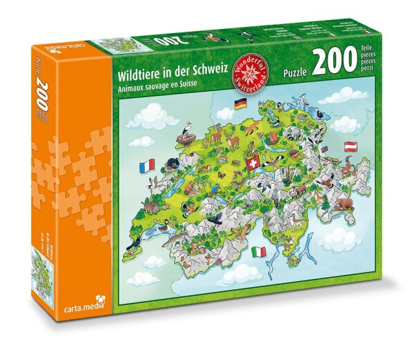 Puzzle 200 Wildtiere Schweiz - Carta Media 49.3 x 36.2 cm