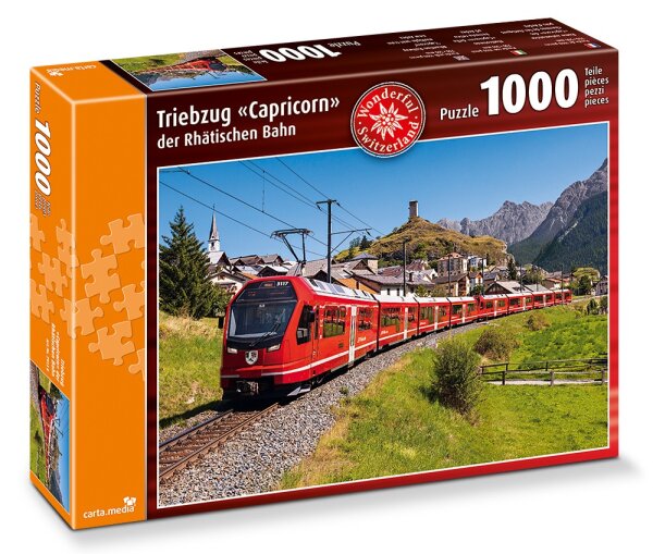 Puzzle 1000 Teile Triebzug Capricorn RhB 70x50cm für Bahnliebhaber