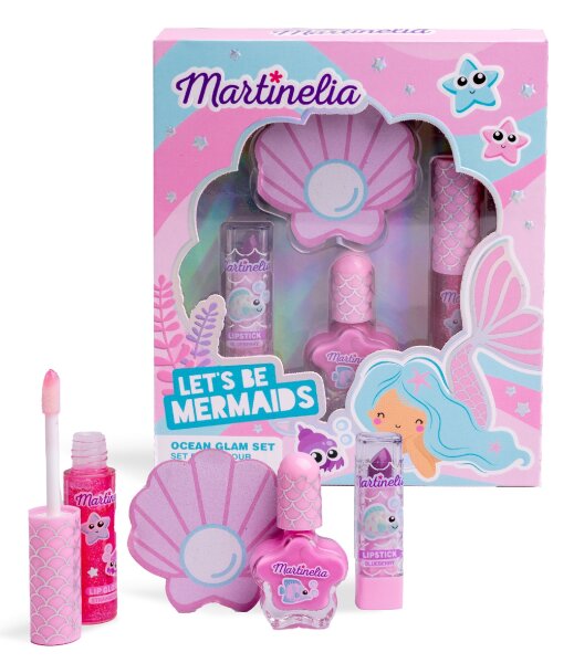 Lets Be Mermaids Ocean Glam Set mit Lipgloss, Lippenstift, Nagellack & Feile