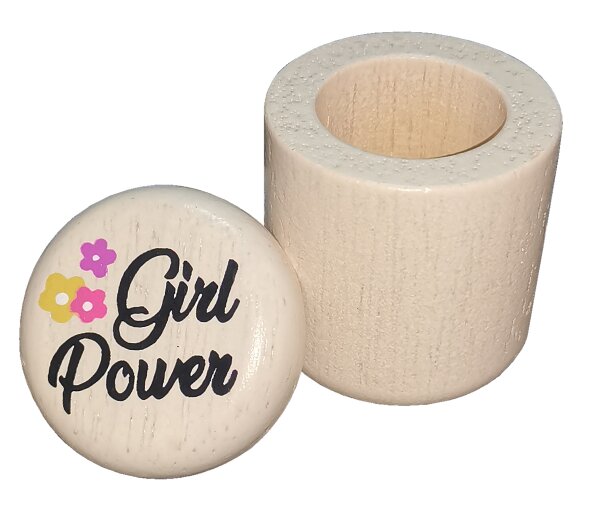 Milchzahndose Girl Power aus Kautschukholz für kleine Heldinnen