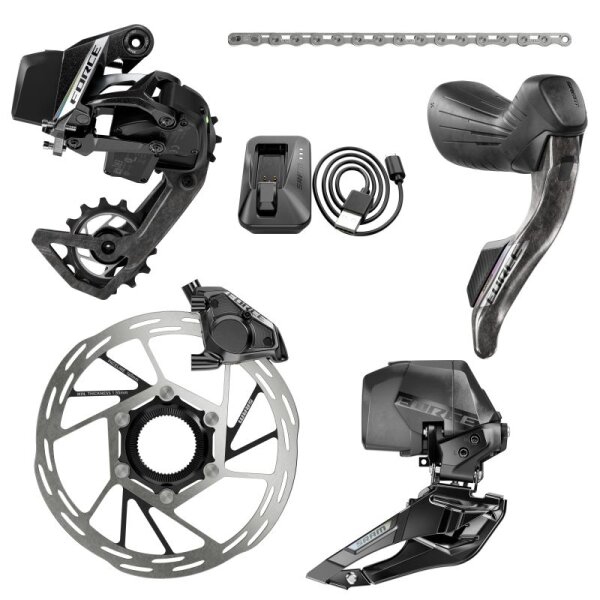 Force AXS E1 2x groupset mit Schaltern Kette RD FD und Rotoren