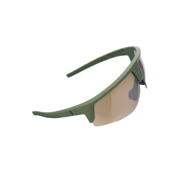 Brille Comet olive amber flash mit UV-Schutz und sportlichem Design
