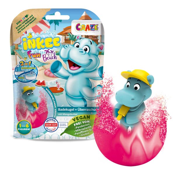 CRAZE Inkee Überraschungs-Badekugel Hippo