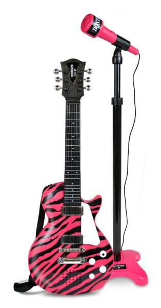 Bontempi Rockgitarre mit Standmikrofon pink