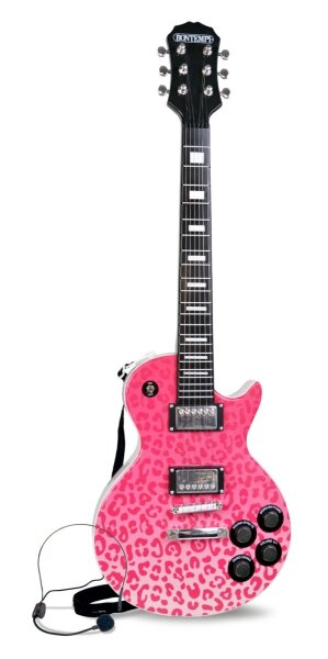 Bontempi Rockgitarre mit Headset-Mikrofon pink